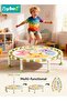 40" Kids Trampoline, Foldable Baby Jumper with Handle, 3 Height-Adjustable Toddler Trampoline With L