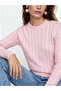 Crew Neck Self-Patterned Women's Knitwear Sweater - 3