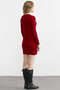 Honeycomb Motif Crew Neck Knitwear Dress - Red - 6