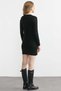 Honeycomb Motif Crew Neck Knitwear Dress - Black - 6