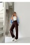 Belt with Epaulette Buckle, Brown Stone Wash Detail, Baggy Wide-Leg Jeans - 3
