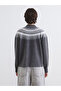 Gray Half Turtleneck Patterned Women's Knitwear Sweater - 4