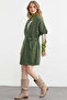 Comfortable Fit Bat Sleeve Belted Knitwear Vest - Green - 3
