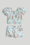 Floral Puff-Sleeve Tankini