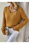 Women Sleeve Patterned Knit Sweater - 3
