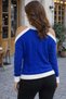 Women's Knitwear Cobalt Blue Sweater Long Sleeve Low Shoulder Detailed Round Neck Stylish Casual - 4