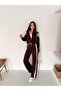 Women's Hooded Zippered Track Suit with Side Stripes - 3