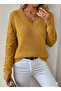 Women Sleeve Patterned Knit Sweater - 4