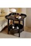 Minimalist Black Side Table with Curved Tray Top, Two-Tier Storage Design, Strong Metal Legs, Stylis