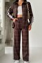 Women's Digital Printed Scuba Fabric Cardigan with White Stripe Detail on the Side - Bottom Set