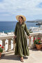 Women's Khaki Button Detailed Comfortable Fit Muslin Fabric Premium Long Dress - 4