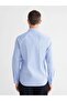 Blue Slim Fit Patterned Gabardine Men's Shirt (S6) - 4