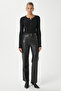 Women's kelly lux touch gold button detail black blouse - 5