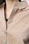 Women's Cotton-Linen Blend Buttoned Detailed Solid Color Shirt - 2