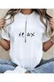 Simple English Graphic Print, Round Neck, Short Sleeve, Casual Solid Color T-Shirt for Women