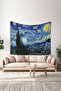 سجادة حائط منقوشة بنمط ليلة مرصعة بالنجوم، نسيج من جلد الغزال ذو ملمس مميز