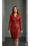 Women's Long Sleeve Collared Mini Leather Dress