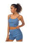 Women Solid Rib Knit Shorts in Denim Blue - 5