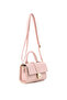 Wrinkled Textured Pink Shk308 Faux Leather Single Compartment, Hand, Arm and Shoulder Bag with Snap Fasteners - 2