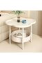 Contemporary Round End Table with Safety Tray Top and Lower Storage Shelf, Premium Metal Build, Comp