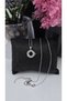 Moon Star Necklace with Zircon Stone, Silver Color, Sparkling Design, Non-Tarnish Steel Necklace Models - 45cm - 3