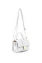 Wrinkled Textured White Shk308 Faux Leather Single Compartment, Hand, Arm and Shoulder Bag with Snap Fasteners - 2