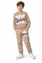 10-14 Years Old Boys' 100% Cotton Two Thread Sha Fleece-Lined Y Ba Printed Zun Sleeve Bottom-Top Set