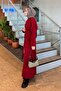 Skirt-Embellished Belted Dress Red - 2