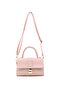 Wrinkled Textured Pink Shk308 Faux Leather Single Compartment, Hand, Arm and Shoulder Bag with Snap Fasteners