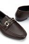 Women's Bitter Brown Leather Buckle Detailed Lightweight Orthopedic Ballerinas - 3