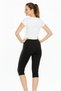 Women's Black High Waist Capri Leggings Sports Yoga Pilates Stretchy Tights - 3