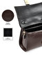 Wrinkled Textured Brown Shk308 Faux Leather Single Compartment, Hand, Arm and Shoulder Bag with Snap Fasteners - 5