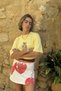 Women's Oversize T-Shirt Léo Bear Printed Yellow – 100% Cotton Compact Single Jersey 24/1 - 6