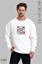 Unisex Tic Tac Toe Printed Crew Neck Hoodless Oversized 100% Cotton Combed Cotton Sweatshirt - 4