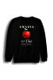 Amasya -05 - Elma - City Printed Unisex 100% Cotton Crew Neck Black Sweatshirt