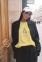 Women's Oversize T-Shirt Léo Bear Printed Yellow – 100% Cotton Compact Single Jersey 24/1 - 5