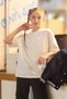Girl Child 7-15 Years Old Short Sleeve Oversize Basic T-Shirt Ecru