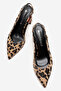 Women's Mirrored Open-Back Heeled Shoes Leopard - 5