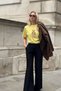 Women's Oversize T-Shirt Léo Bear Printed Yellow – 100% Cotton Compact Single Jersey 24/1 - 4
