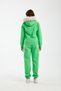 Women's Green Hooded Sweatshirt with Fur (Removable) and Zipper, Sweatshirt and Sweatpants Set - 4