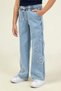 Mojo Girl's 4-9 Years Old Heart Embroidered Palazzo Trousers Denim Blue - 2