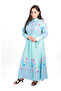 Blue Base Multicolor Stripe & Dot Printed Maxi Dress