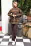 Khaki Polo Collar Diamond Patterned Knit Sweater - 2