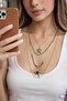 316L Steel Gold 4-Piece Necklace Set - Tarnish-Free Leopard Pattern & Stone Star Combination Chain