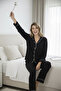 100% Cotton Muslin Women's Pajama Set - Black - 6