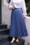 Indigo Pleated Skirt with Elastic Waist - 2