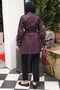 Plum Double-Breasted Collar Jacket with Pockets and Belt - 5