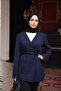 Navy Blue Belted Buttoned Jacket