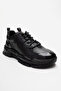 Men's Thick Sole Lace-Up Sneaker Shoes Real Leather Mc 23373 Black - 3