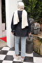 Navy Blue Double-Breasted Collared Jacket with Pockets and Belt - 5